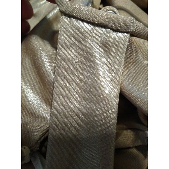 Halston Heritage Halter Dress Womens XS Gold Metallic Fringe Strips Cocktail NWT - Picture 12 of 12